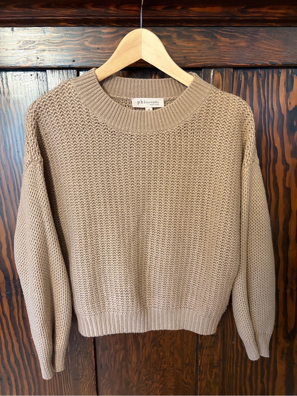Philosophy oatmeal textured knit crewneck sweater